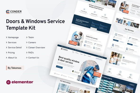 Conder – 门窗服务Elementor模板套件