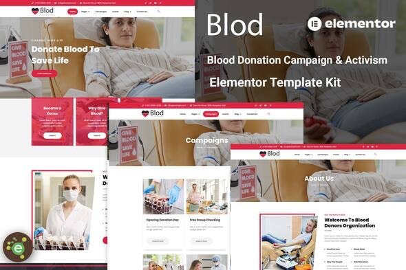 Blod - 血液驱动与捐赠活动Elementor模板套件
