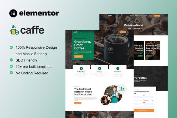 Caffe - Coffee Shop & Cafe Elementor Template Kit - 咖啡店和咖啡馆Elementor模板套件