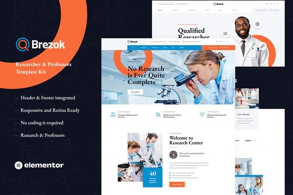 Brezok – 学术研究与STEM Elementor模板套件