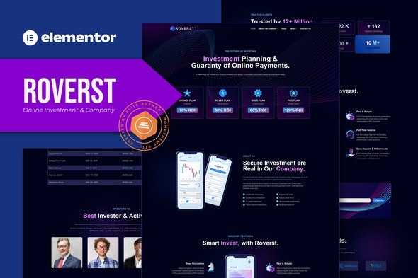 Roverst - 在线投资与公司企业Elementor模板套件