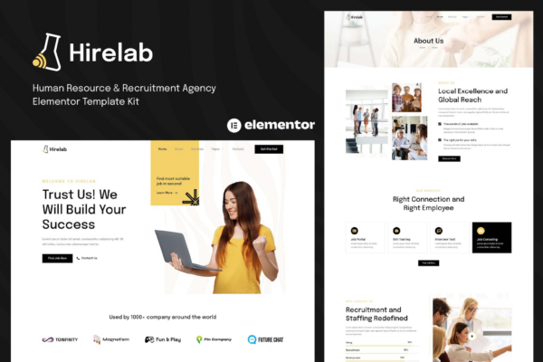 Hirelab – 人力资源与招聘机构Elementor模板套件
