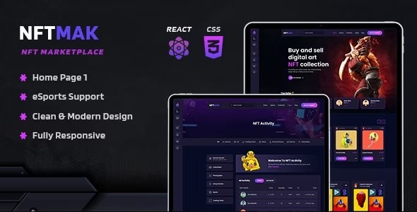 NFTMAK v1.0.0 NFT MarkSozia 极简作品集HTML模板市场