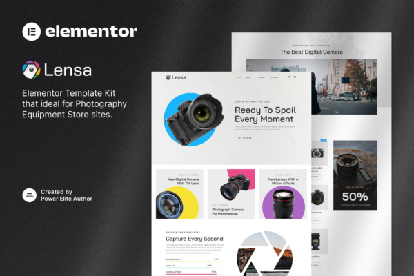 Lensa - 相机与摄影器材商店Elementor模板套件