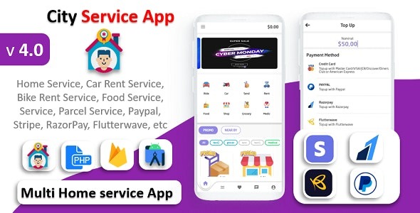 City Service App (v4.0) 家庭服务应用 | 集成多支付网关 | 多用户登录