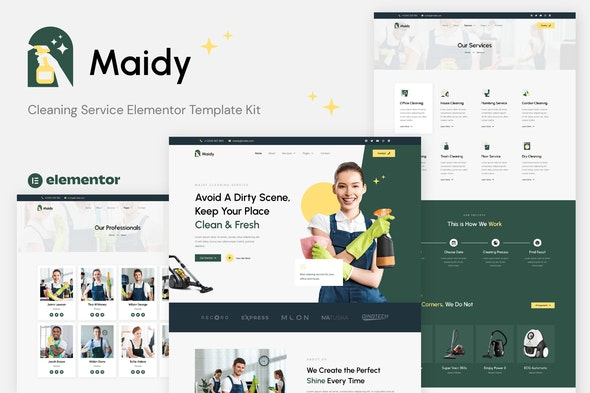 Maidy - 清洁服务Elementor模板套件 | 专业清洁公司网站模板