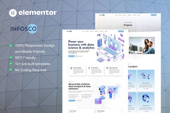 Infosco – 数据科学与分析服务Elementor模板套件