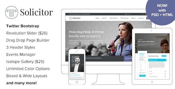 Solicitor v2.4 Law Business Responsive WordPress Theme - 律师与法律业务响应式WordPress主题