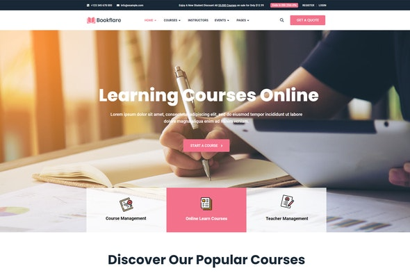 Bookflare - 现代教育与在线学习Elementor模板套件