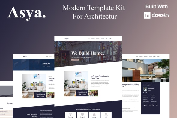 Asya - 现代建筑Elementor模板套件（现代建筑网站模板）