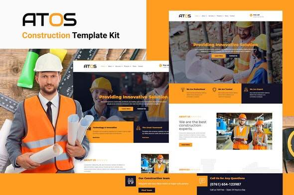 Atos - 建筑Elementor模板套件 | 专业施工网站模板