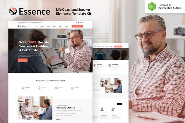 Essence – Life Coach & Speaker Elementor Template Kit - 生活教练与演讲者Elementor模板套件