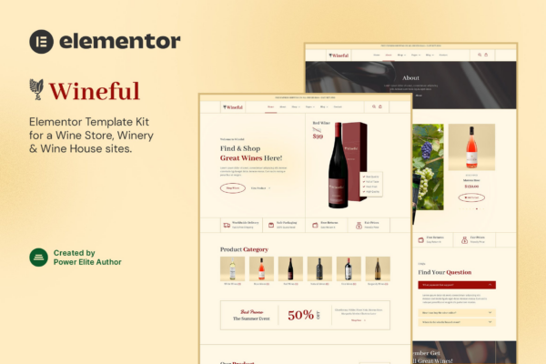 Wineful – 葡萄酒商店与酒庄Elementor模板套件
