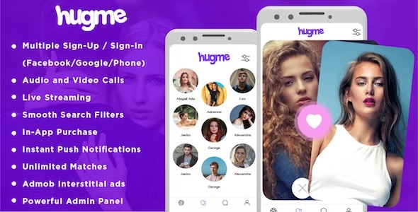 Hugme v1.6 Android原生约会应用 - 支持音视频通话和直播功能