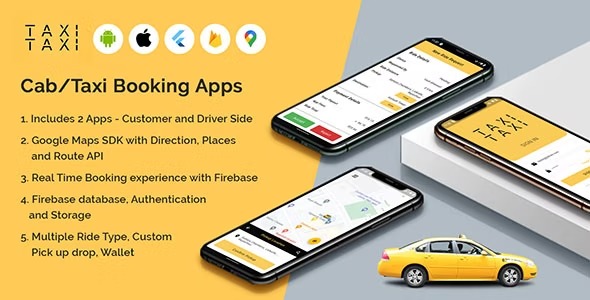 Taxi Taxi v2.0 Flutter Cab/Taxi Booking Apps - 出租车预订应用解决方案
