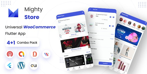 MightyStore WooCommerce v18.0 Flutter E-commerce Full App - 强大的WooCommerce通用Flutter电商应用