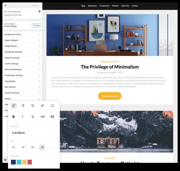 SimpleBlogily v111.4 - 简洁优雅的WordPress博客主题