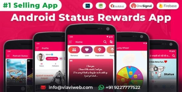 Android Status App With Reward Point v13.0 (幸运轮盘, WA状态保存器, 视频, GIF, 名言和图片)