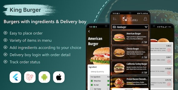 KING BURGER餐厅主题与配料及配送员完整安卓应用v5.0