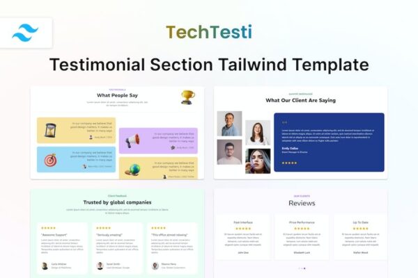 TechTesti (v1.0.0) 推荐部分Tailwind CSS 3 HTML模板