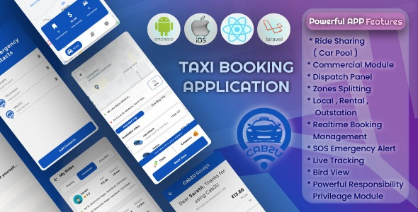 Cab2u (v1.3.0) 完整的出租车预订解决方案 | Uber克隆 | In-Driver应用
