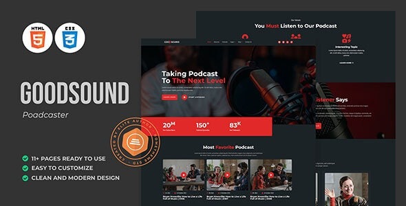 Goodsound v.1.0.0 Podcaster HTML Template - 专业播客HTML模板