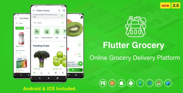 Flutter Multi Vendor Grocery v2.0 (便利店、食品、蔬菜、新鲜水果、电子商务、零售)