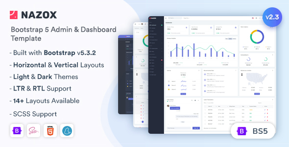 Nazox (v1.0) Admin & Dashboard Template - 响应式后台管理仪表盘模板
