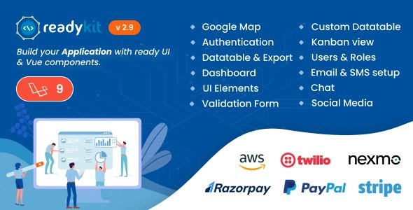 ReadyKit (v2.9) Laravel + Vue应用开发的管理员和用户仪表盘模板（带功能）