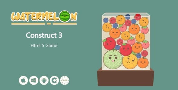 Watermelon v1.0 HTML5 Game (Construct 3) - 水果切割HTML5游戏模板