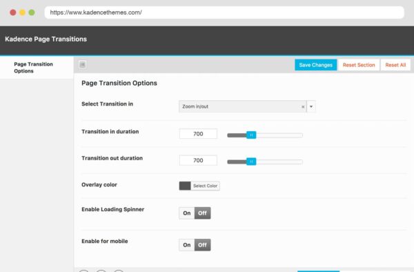 Kadence Page Transitions v.1.0.8 - 专业WordPress页面过渡效果插件