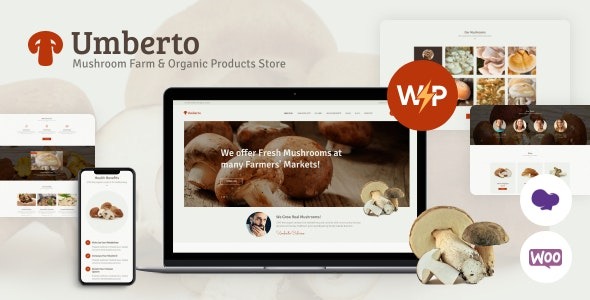 Umberto (v1.2.7) 蘑菇农场与有机产品商店WordPress主题