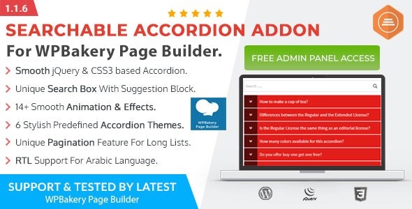 Ultimate Searchable Accordion (v1.2.4) WPBakery Page Builder Addon - 终极可搜索手风琴效果插件