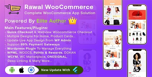 Rawal (v3.1.1) Ionic Woocommerce和Flutter Woocommerce完整移动应用解决方案与设置插件