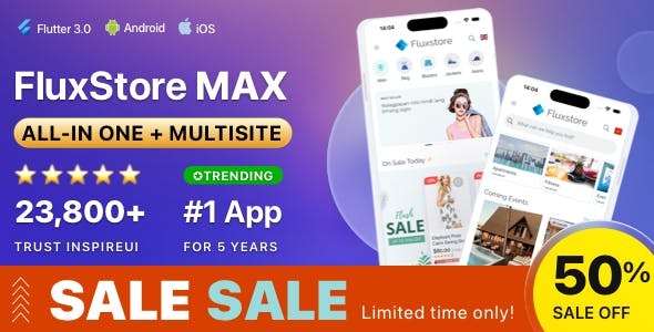 FluxStore MAX (v3.16.0) 适用于各种规模企业的多功能多站点电子商务Flutter应用