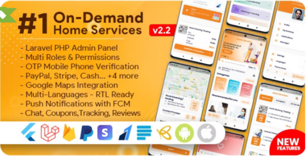 On-Demand Home Services (v3.0.0) 商业目录，带管理面板的维修工预约系统
