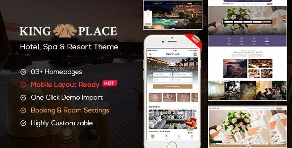 KingPlace (v1.2.11) 豪华酒店、水疗中心和度假村预订WordPress主题 [NFIX]