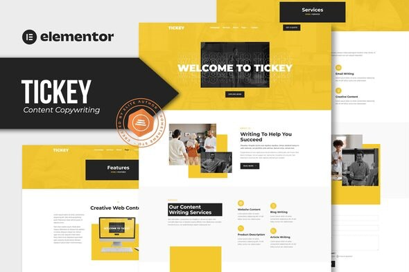 Tickey - 内容文案服务Elementor模板套件