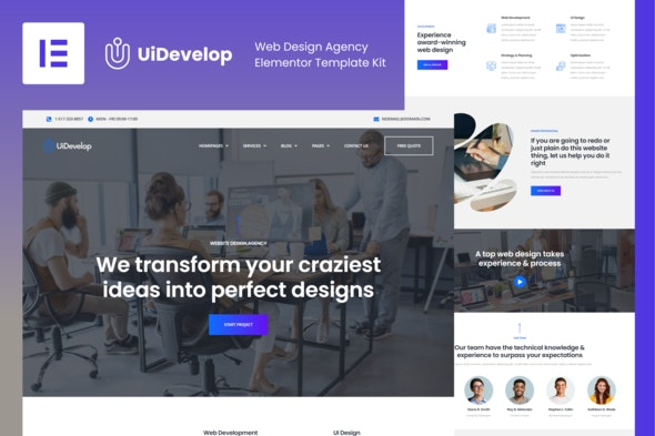 UiDevelop – 网页设计机构Elementor模板套件
