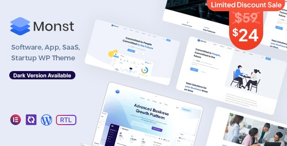 Monst (v1.1) App, SaaS & Software Startup WP主题 - 专为应用、SaaS和软件初创企业设计的WordPress主题
