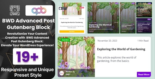 BWD Advanced Blog Post Block Plugin For Gutenberg v1.0 - 古腾堡高级博客文章块插件