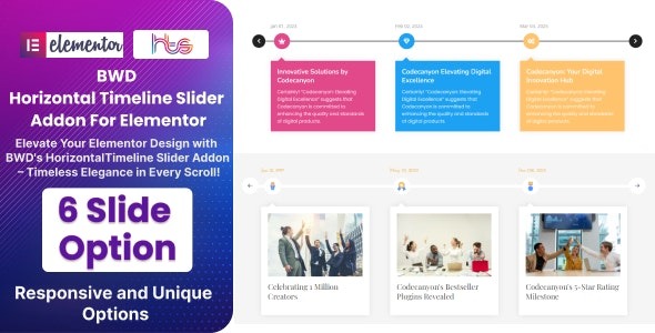 BWD Horizontal Timeline Slider Addon For Elementor v1.0 - Elementor水平时间轴滑块插件