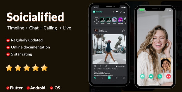 Socialified v2.3 - 时间轴聊天、通话、实时社交媒体照片视频分享应用iOS安卓管理面板