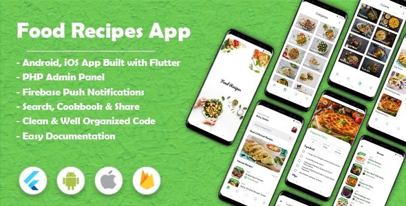Food Recipes Flutter App (Android & iOS) v1.8 - 美食食谱Flutter应用（安卓和iOS版）
