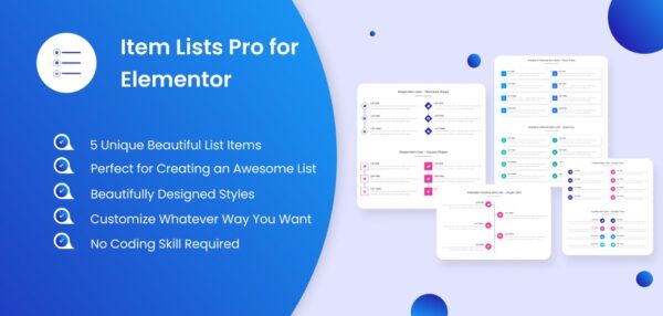 Item Lists Pro for Elementor v1.4 - Elementor专业项目列表插件