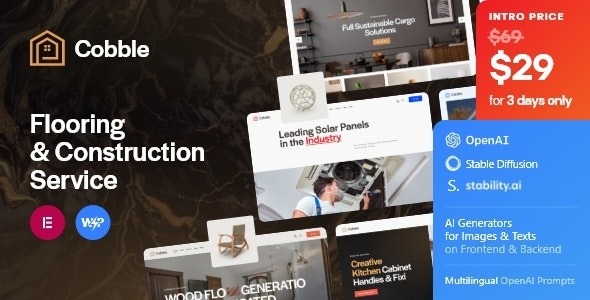 Cobble v1.0 Flooring & Construction Service WordPress Theme | 地板与建筑服务WordPress主题