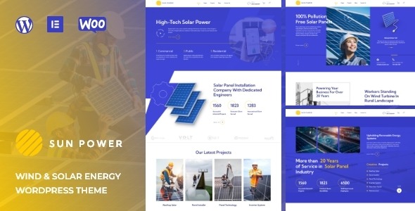 SunPower v1.0.4 Solar Renewable Energy Theme - 太阳能与风能WordPress主题