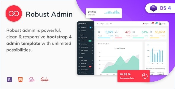 Robust v2.1 - 高级Bootstrap 4后台管理、仪表盘和WebApp套件模板