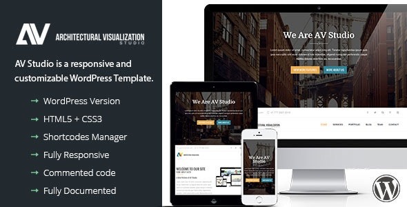 AV Studio v1.3 单页WordPress主题 - 创意设计与响应式布局