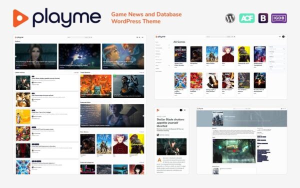 PLAYME v1.0.8 游戏新闻和数据库WordPress主题 - 游戏门户网站模板